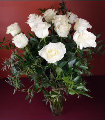 12 ROSES BLANCHES LONGUES
